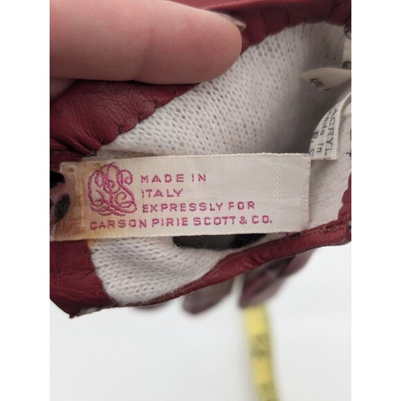 Carson Pirie Scott Vintage Red Leather Gloves Made In Italy Size 6 1/2 Small XS - Picture 4 of 9